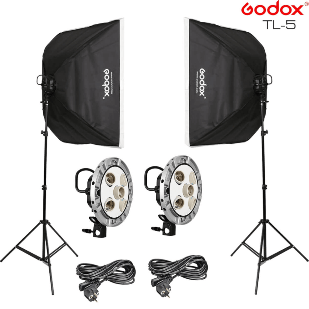 Godox Softbox Lighting Setup For YouTube Home Studio, Live Streaming Combo Set- Softbox, Light Holder, Tripod Stand Full Setup (1 side)